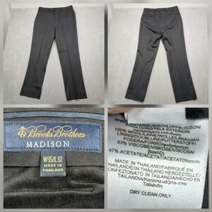 Brooks Brothers Madison Wool Dress Pants Men's 35x32 Gray Slacks